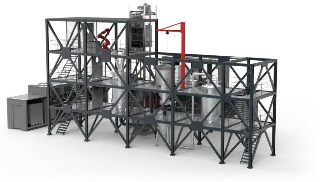 3D render of the HyPlasma 2 MW plant on its steel structure