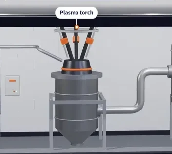 Three-phase plasma torch on top of the reactor