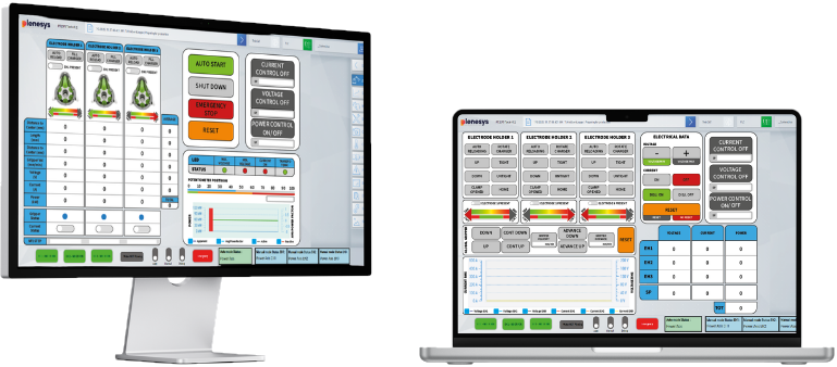 Torch control interface on a monitor and a laptop